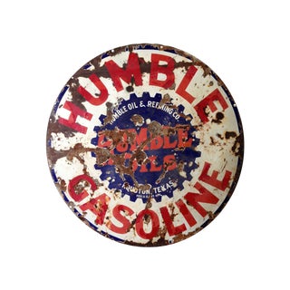 Vintage Metal "Humble Oil & Refinery Co" Sign For Sale