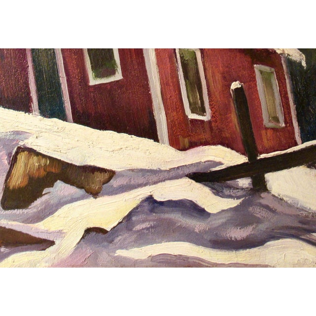 Charles Frederick Surendorf Landscape With Farm House In Winter C. 1950 Painting For Sale - Image 4 of 6