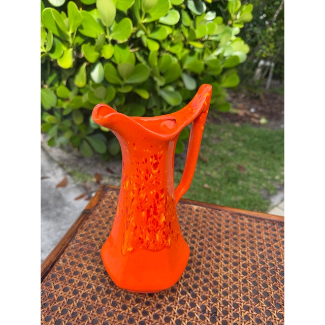 Orange 1984 Atomic Orange Art Pottery Ewer by Cherokee Pottery For Sale - Image 8 of 10