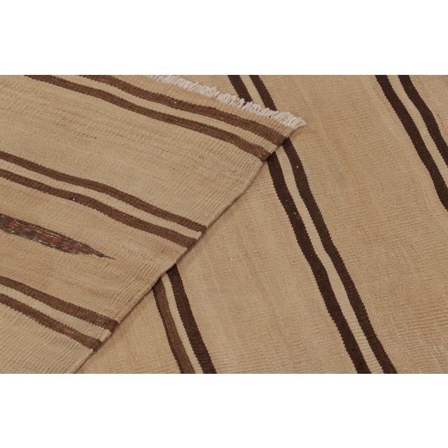 Brown Rug & Kilim’s Contemporary Rez Kilim Flatweave Rug With Brown Striped Design For Sale - Image 8 of 10