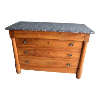 Antique Walnut Chest of Drawers with Marble Top For Sale