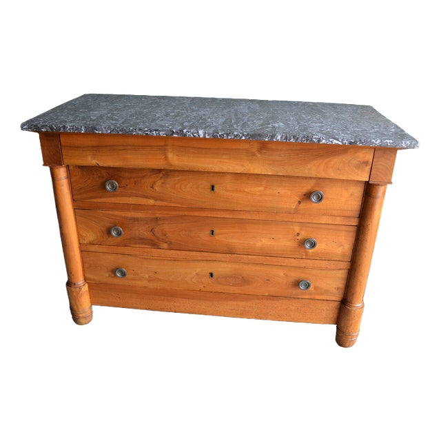 Antique Walnut Chest of Drawers with Marble Top For Sale