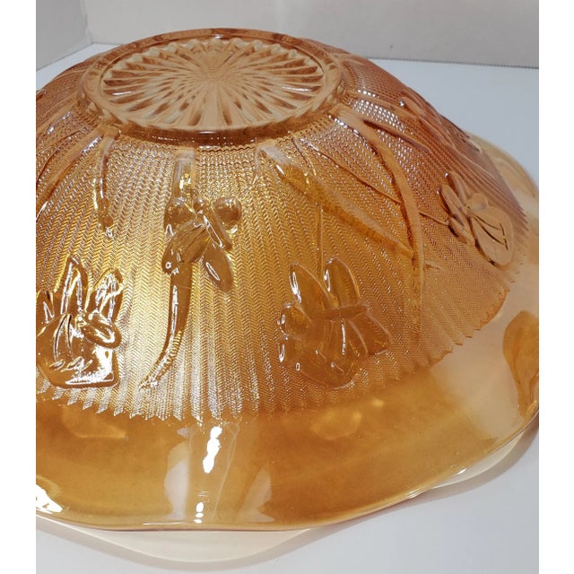 1960s Jeanette Iris Iridescent Flora Gold Large Ruffle Edge Fruit Bowl (Set of 2) For Sale - Image 9 of 11
