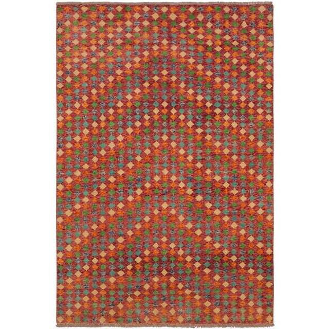 Contemporary Balochi Red/Blue Wool Rug - 5'1''x8'4'' For Sale - Image 10 of 10