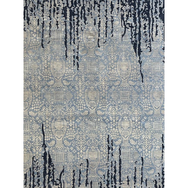 Silk and wool pile genuine hand made very fine Modern style rug -