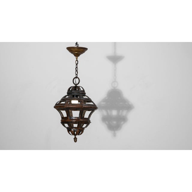 1900s French Copper Pendant Lantern With Openwork Dome Design For Sale - Image 14 of 18