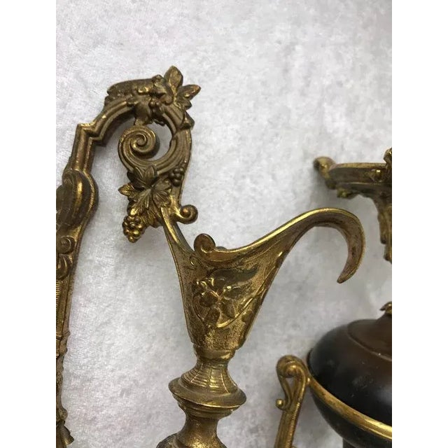 Vintage Elegant Brass Mantel Pitchers / Ewers - a Pair For Sale - Image 9 of 12