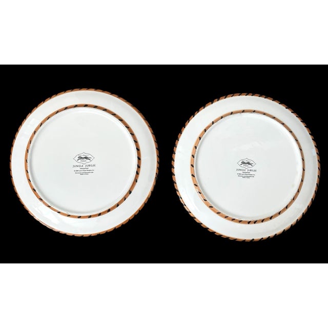 Early 21st Century VTG Lynn Chase Jungle Jubilee Hand Painted Dinner Plates 11 1/4" Set of 4 For Sale - Image 5 of 7