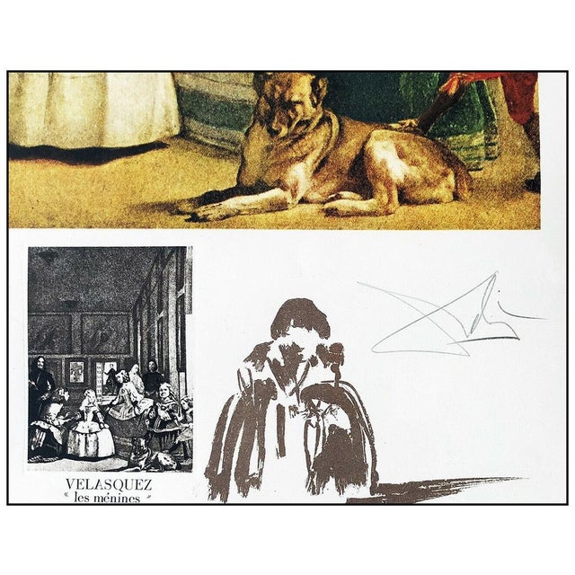 Transitional 1970s Salvador Dali Hand Signed Color Lithograph Velasquez Les Menines Authentic Art, Salvador Dalí For Sale - Image 3 of 5