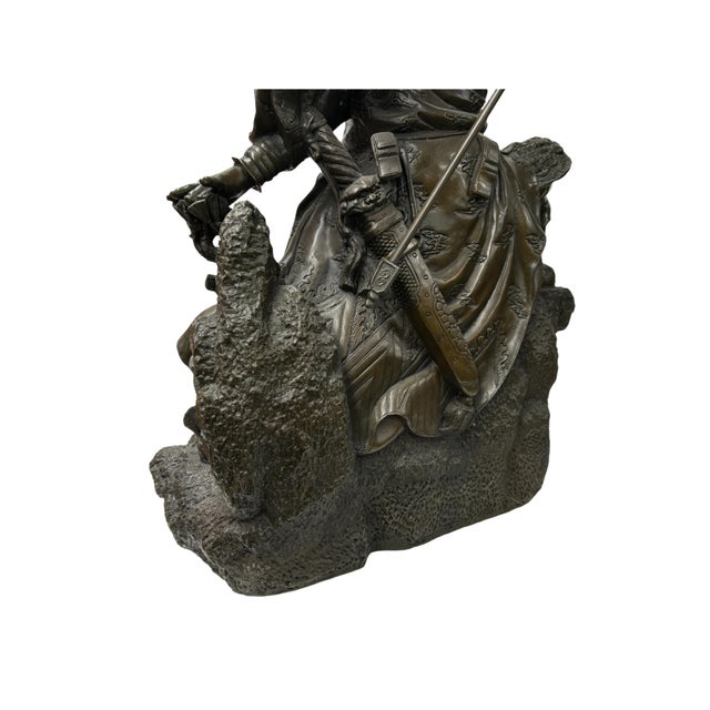 Chinese Metal Bronze General Quan Yu Holding Long Knife Statue For Sale - Image 10 of 18