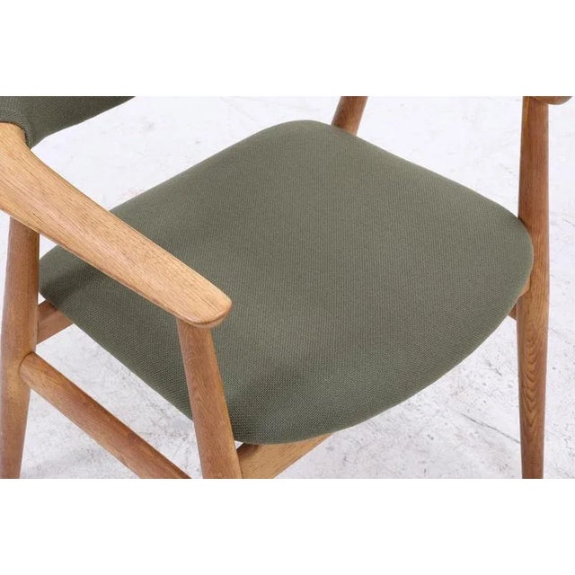 Green Mid-Century Oak Chairs with Green Upholstery by Erik Kirkegaard for Glostrup, Set of 3 For Sale - Image 8 of 11
