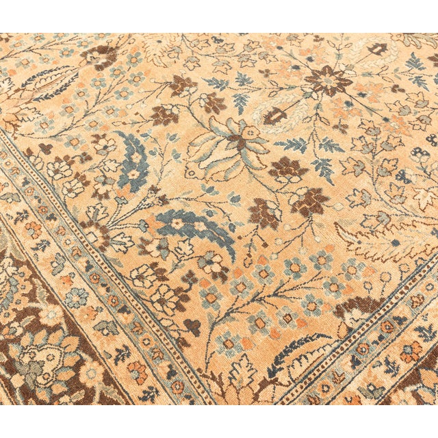 Blue Vintage Persian Meshad Botanic Handmade Wool Carpet For Sale - Image 8 of 9