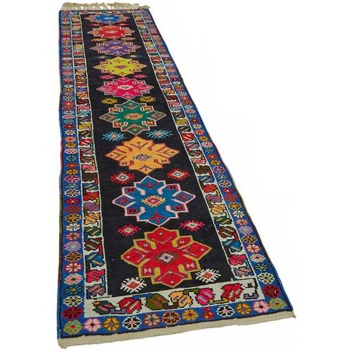 Textile Bohemian Multicolor Runner Rug For Sale - Image 7 of 7