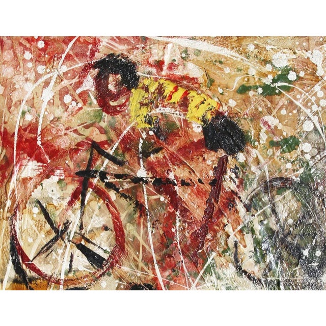 Artist: John Uht, American (1924 - 2010) Title: Bicyclists Year: circa 1960 Medium: Oil on Masonite, signed l.l. Size: 36...