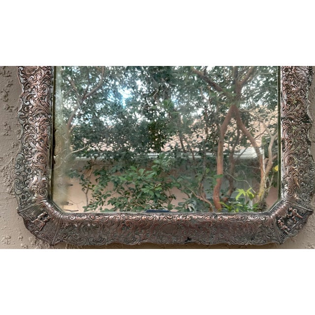 Antique Silver Plated Mirror For Sale - Image 4 of 13