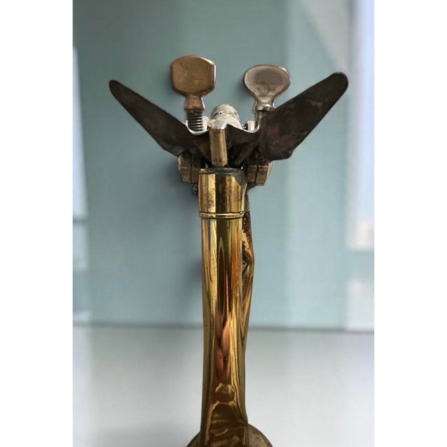 Metal One-of-a-Kind Giraffe Sculpture Handcrafted From Vintage Trumpet Parts For Sale - Image 7 of 8