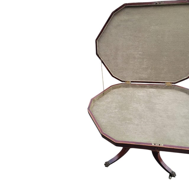 19th C English Regency Mahogany Inlaid Jewelry Display Work Table For Sale - Image 11 of 18
