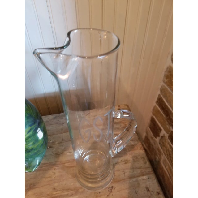 Mid-Century Modern Monogrammed Cocktail Pitcher G S T For Sale - Image 3 of 8