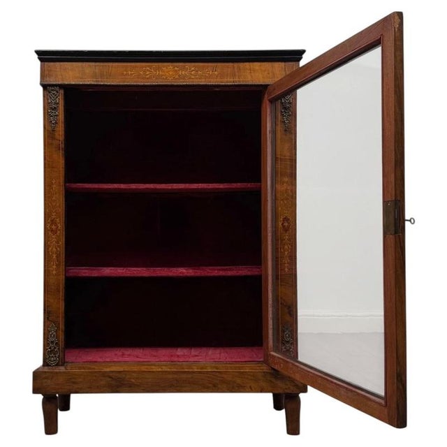 19th Century 19th Century Victorian English Walnut Pier Cabinet Vitrine For Sale - Image 5 of 11