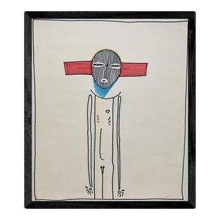 Late 20th Century "Red Line Through" Drawing by Jack Hooper, Framed For Sale
