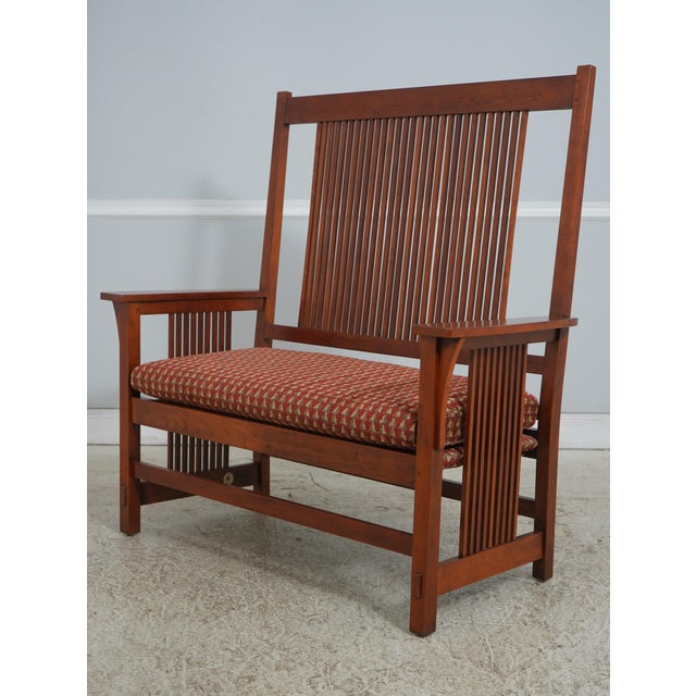 Mission Stickley Mission Cherry Spindle Back Settee For Sale - Image 3 of 18