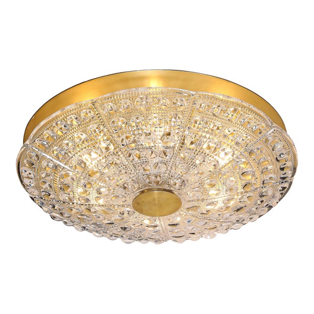 Mid-Century Modernist Flush Mount Chandelier by Carl Fagerlund for Orrefors For Sale