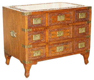 Small Antique Anglo Indian Military Campaign Chest of Drawers, 1880