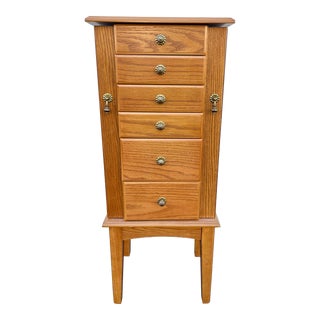 Late 20th Century Vintage Maple Standing Jewelry Armoire For Sale