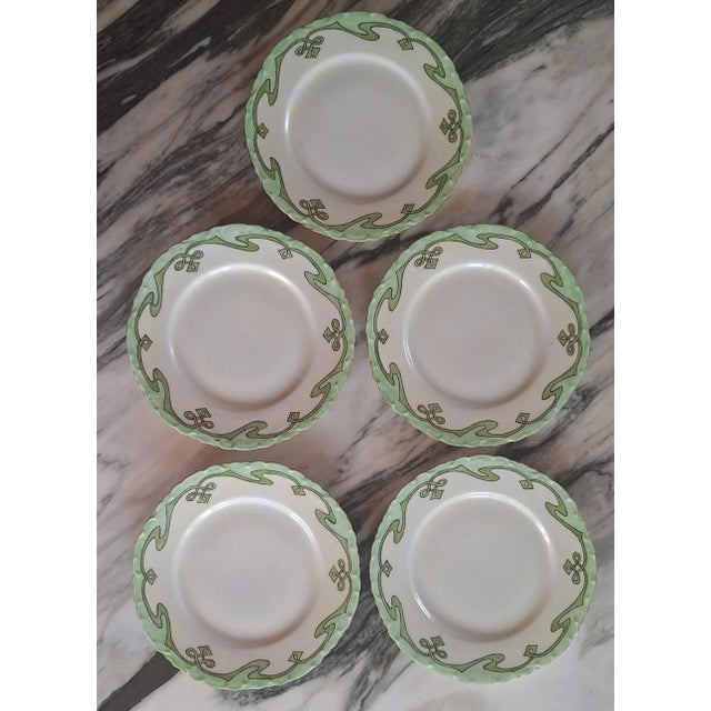 Art Nouveau Last Chance!Antique Austrian Art Nouveau Salad Plates - Set of 5 For Sale - Image 3 of 12