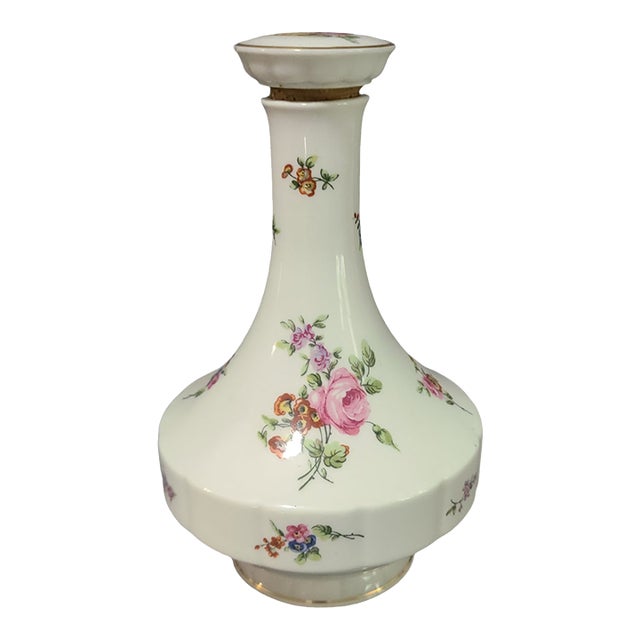 Vintage Limoges France Haviland Chantilly Hand Painted Porcelain Floral Decanter For Sale