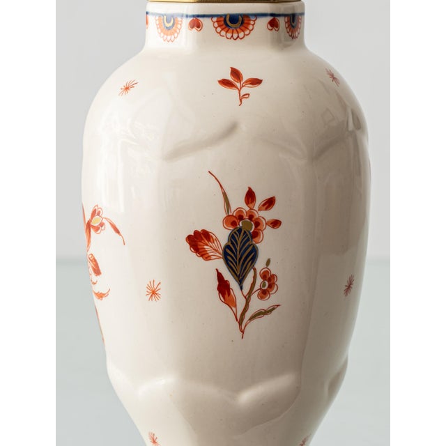 Imari Red Blue Gold Ceramic Table Lamps with Silk Shades from Royal Delft, 1970s, Set of 2 For Sale - Image 17 of 18
