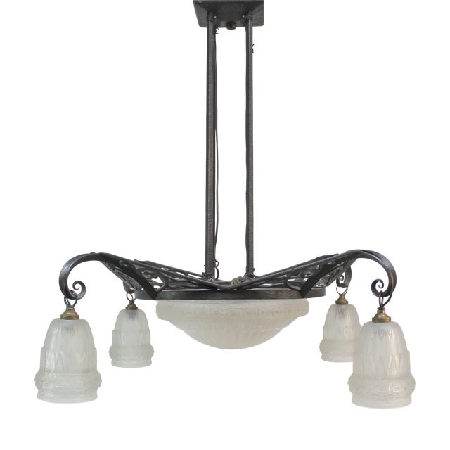 Art Deco Hanging Lamp by Schneider, 1930s For Sale