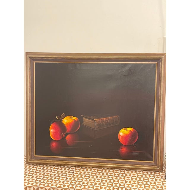Dark Academia Vintage Italian Chromolithograph Still Life Painting For Sale - Image 4 of 6