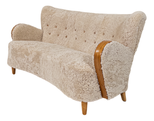Swedish Modern Sheepskin Sofa, 1940s