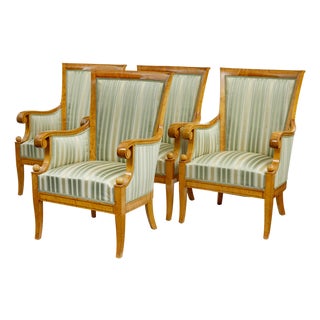 Antique Birch Armchairs, 1900, Set of 4 For Sale