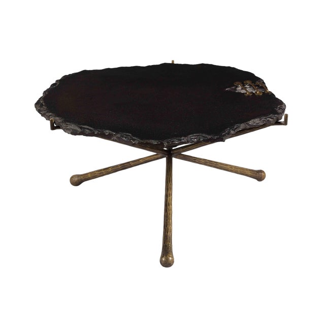 Transitional Serra Black Stone Cocktail Table For Sale - Image 3 of 7