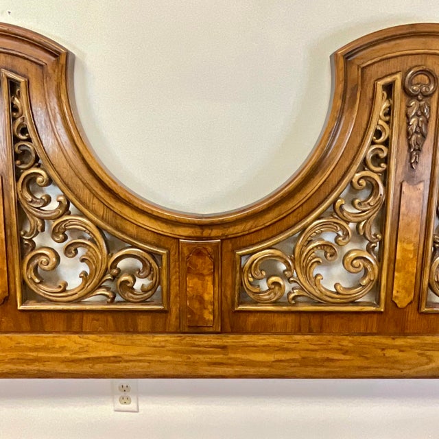 1968 Mid-Century Italian Mediterranean Thomasville King Headboard With Burlwood Accents For Sale - Image 6 of 12