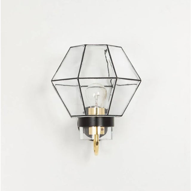 Mid-Century Modern Iron and Glass Wall Light Sconces from Limburg, Germany, 1960s, Set of 2 For Sale - Image 3 of 8
