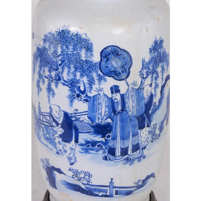 Chinese Chinese a Table Lamp From the 19th Century Blue and White Vase. For Sale - Image 3 of 8