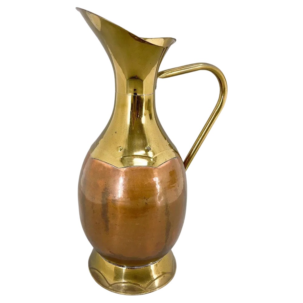 Floor Brass & Copper Water Jug, Belgium, 1940s Chairish
