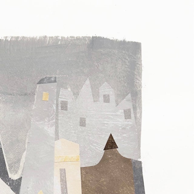 Contemporary City Night - Original Gray Urban Architectural Mixed Media Collage on Paper by Maria C. Bernhardsson For Sale - Image 3 of 6
