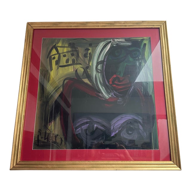 1980s Peter Robert Keil Original Abstract Neo-Expressionist Framed Painting For Sale