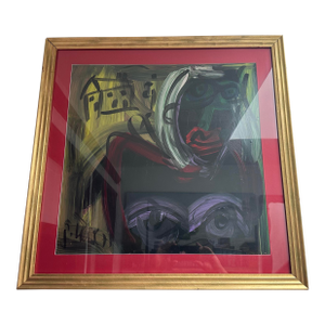 1980s Peter Robert Keil Original Abstract Neo-Expressionist Framed Painting
