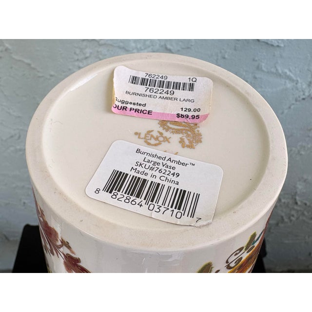 Ceramic Lenox Burnished Amber Large Porcelain Vase With Paisley Floral Motif For Sale - Image 7 of 7