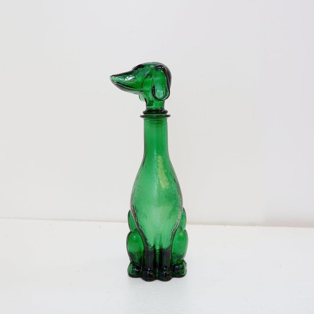 Mid-Century Modern Carafe in Green Embossed Glass, 1960s For Sale - Image 11 of 16
