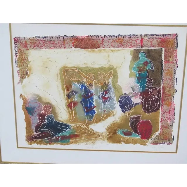 Signed framed etching of nudes. "Solstice I" 26" H x 21.25" W.