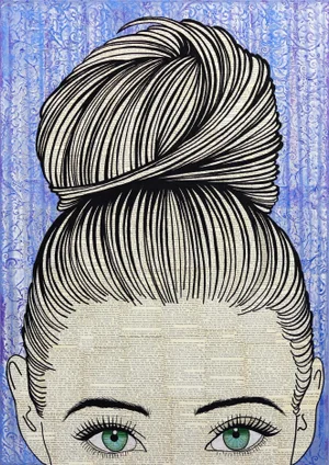 Original Figurative Mixed Media Artwork by Martina Niederhauser "Butterflies Eyes"