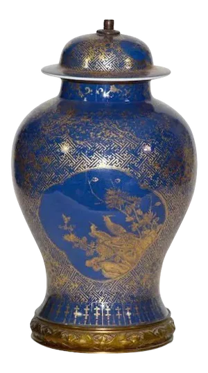 19th Century Chinese Porcelain Vase & Cover in Powder Blue Glaze Mounted as a Lamp