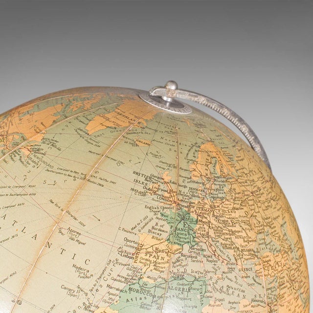 Baby Blue 1960s Mid-Century Vintage Table Globe, English, World Map, 13.5 Inch Diameter, Cartography For Sale - Image 8 of 12