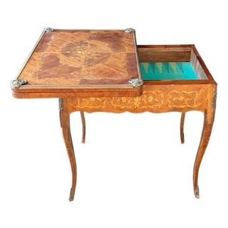 French Louis XV Walnut Marquetry Inlaid Card and Backgammon Table For Sale